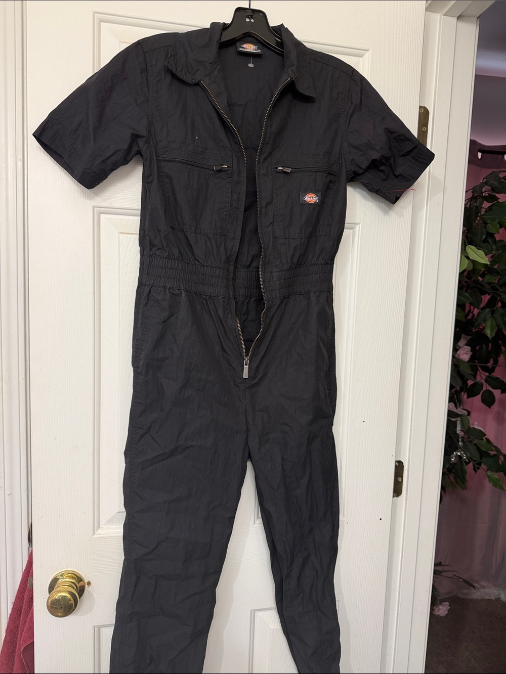 Dickies Black Short-Sleeve Zip Front One-Piece